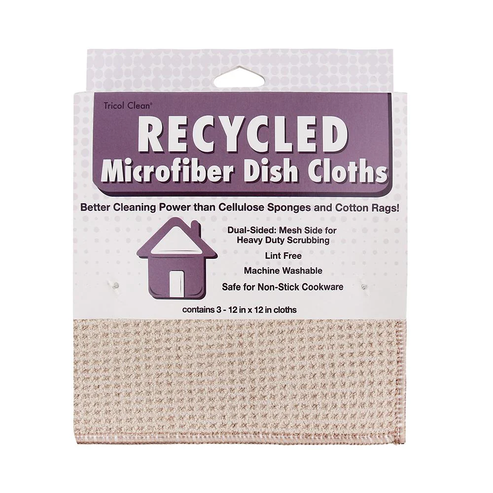 Recycled Honeycomb Dish Cloths w/ Mesh Scrub for Kitchen, 3-Pack Towels, Fossil by The Everplush Company - Image 4